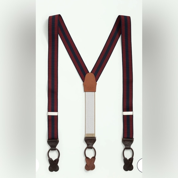 Brooks Brothers Blue and Red Suspenders with Timeless Elegance Leather SIZE XL - Picture 1 of 7